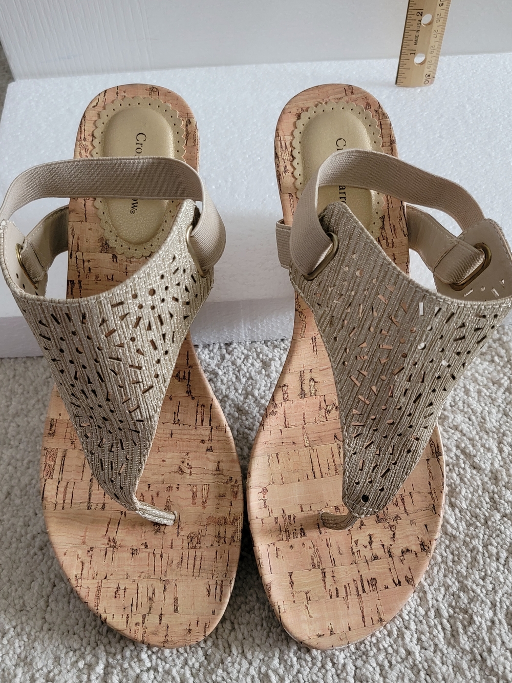 Cork Wedge Sandals - Beige Comfort Thong by Croft & Barrow